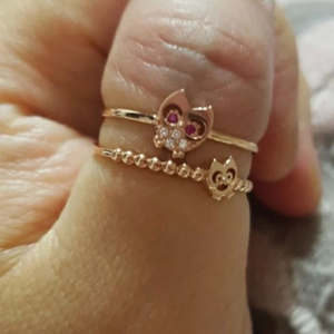 14k부엉이 두줄 반지 8호(핑크골드)