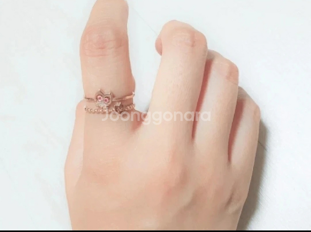 14k부엉이 두줄 반지 8호(핑크골드)--2