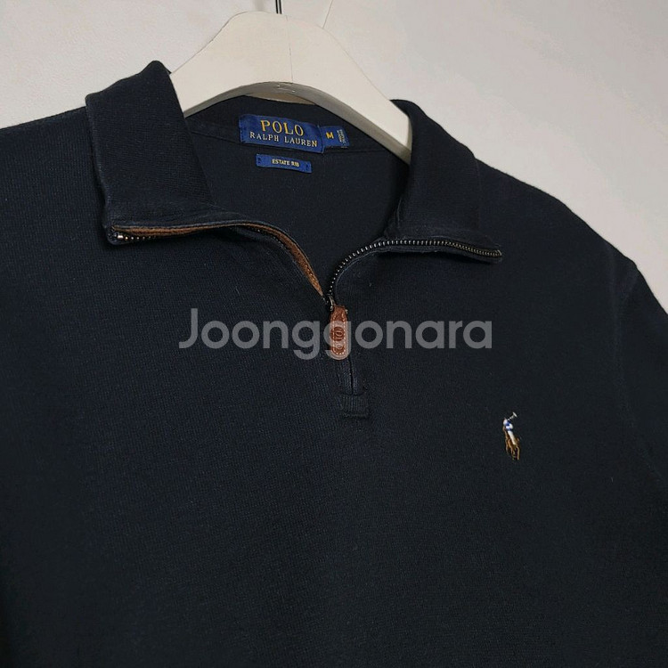 M 폴로 에스테이트립 하프집업 니트맨투맨 블랙 티셔츠--5