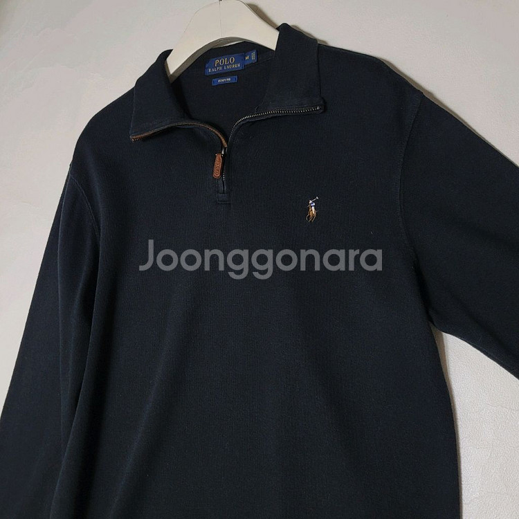 M 폴로 에스테이트립 하프집업 니트맨투맨 블랙 티셔츠--4