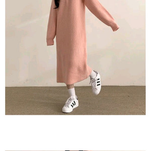 새상품)연핑크 니트 롱원피스