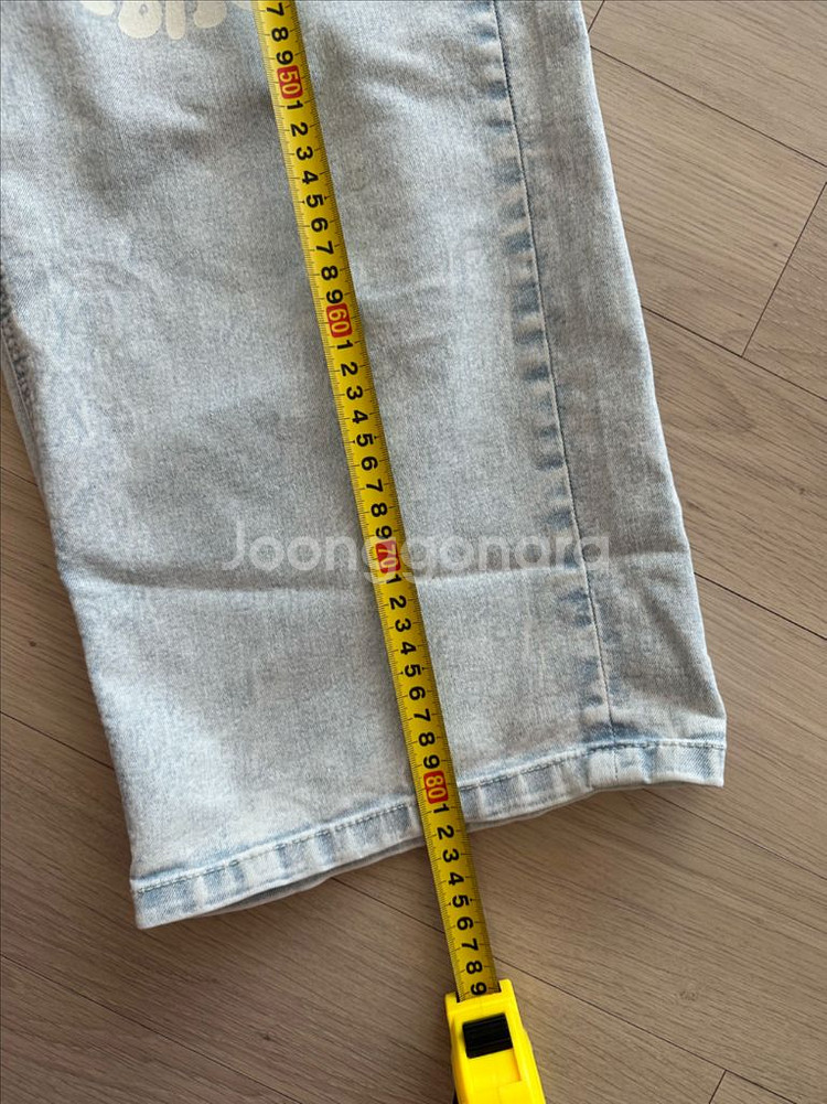 아이스비스킷 IB플라워 와이드 데님 155 연청 청바지--8