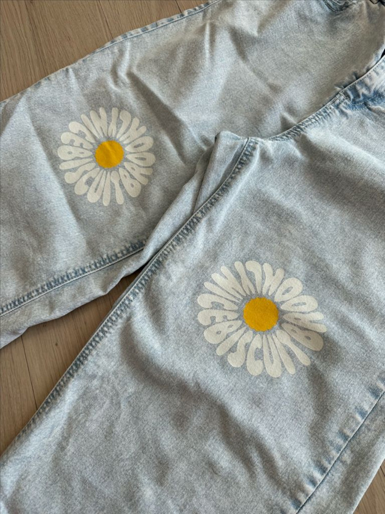 아이스비스킷 IB플라워 와이드 데님 155 연청 청바지--5