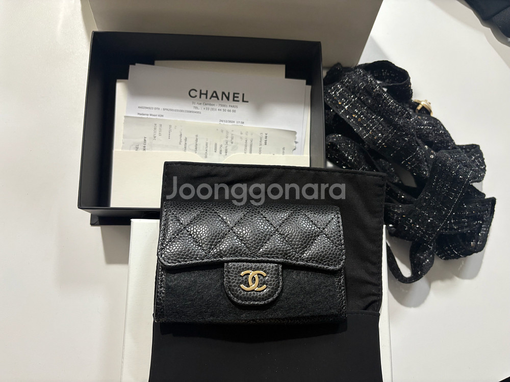 샤넬 클래식 카드 지갑 클똑 블랙 캐비어 새상품--0