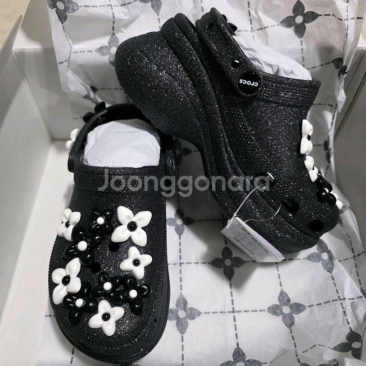 크록스xSMFK 콜라보 클로그 블랙글리터220--3