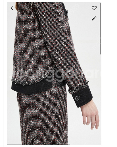 타임 time 데님 블록 트위드 자켓 + 스커트 셋업 55 사이즈--1