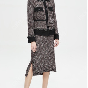 타임 time 데님 블록 트위드 자켓 + 스커트 셋업 55 사이즈