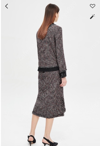 타임 time 데님 블록 트위드 자켓 + 스커트 셋업 55 사이즈--2