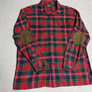 m-l 폴로랄프로렌 플란넬 팔 가죽패치 셔츠