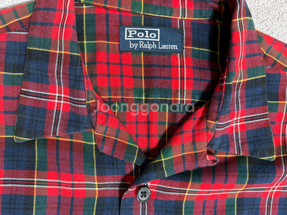 m-l 폴로랄프로렌 플란넬 팔 가죽패치 셔츠--1