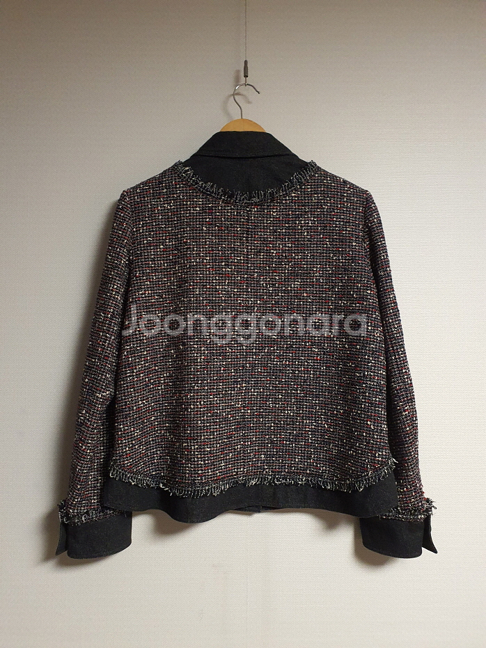 타임 time 데님 블록 트위드 자켓 + 스커트 셋업 55 사이즈--6