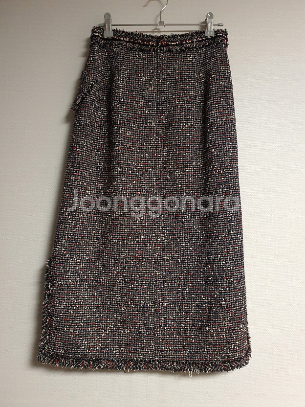 타임 time 데님 블록 트위드 자켓 + 스커트 셋업 55 사이즈--8