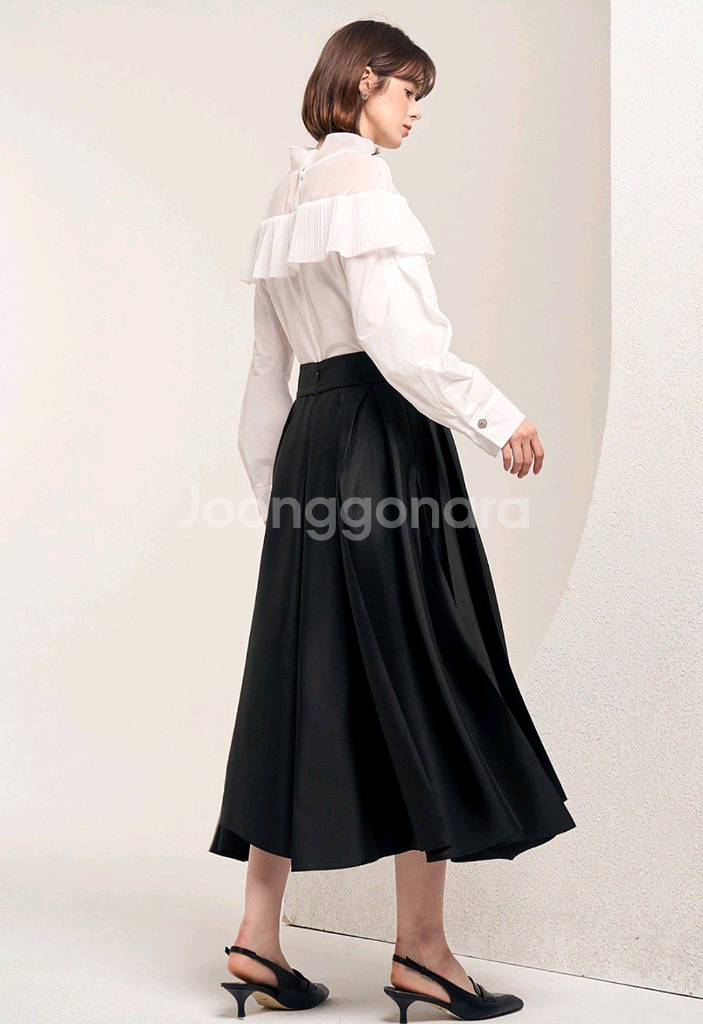 마인 실크 블렌드 플리츠스커트44 랑방 더캐시미어 타임--1
