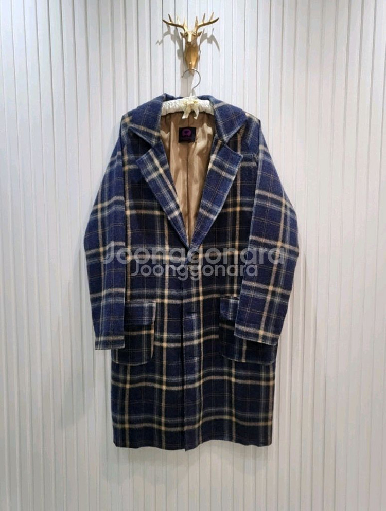 체크 오버핏 롱자켓 (F)--1