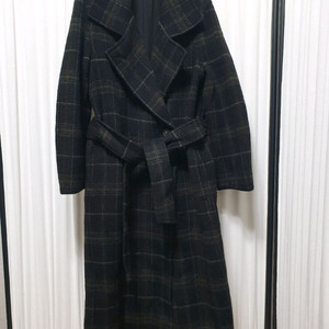 빈스 VINCE 체크 울 알파카 혼방 벨티드 코트/XS