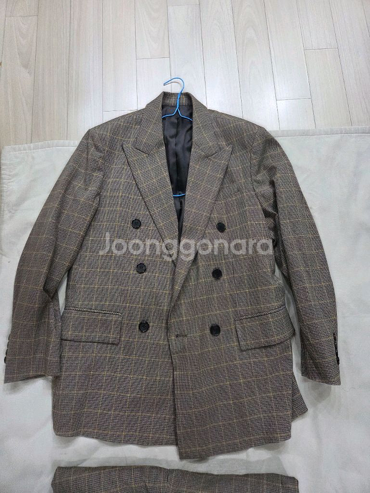 시스템옴므 정품 체크 브라운 셋업 32,100사이즈--1