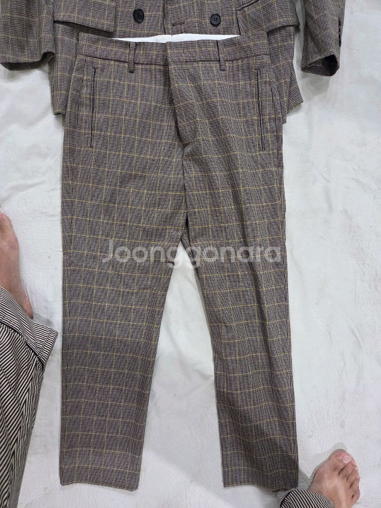 시스템옴므 정품 체크 브라운 셋업 32,100사이즈--3