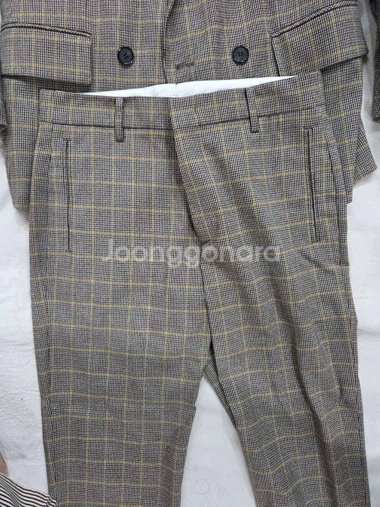 시스템옴므 정품 체크 브라운 셋업 32,100사이즈--4