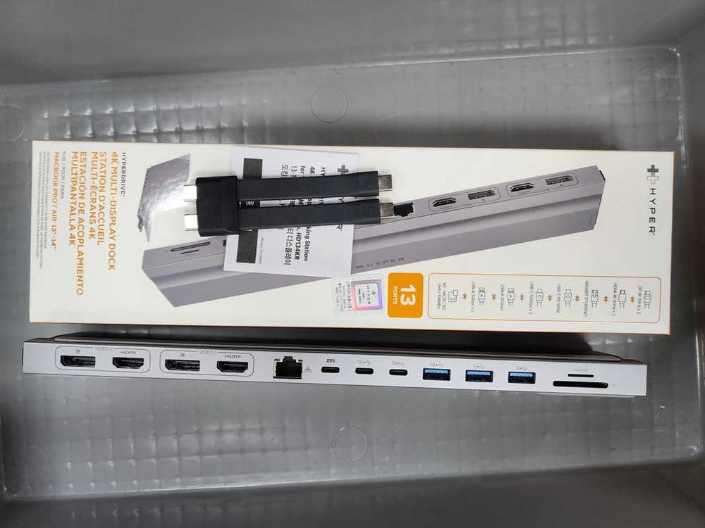 하이퍼드라이브 13in2 듀얼 USB-C 멀티허브 도킹스테이션 4K HDMI PD충전 이미지