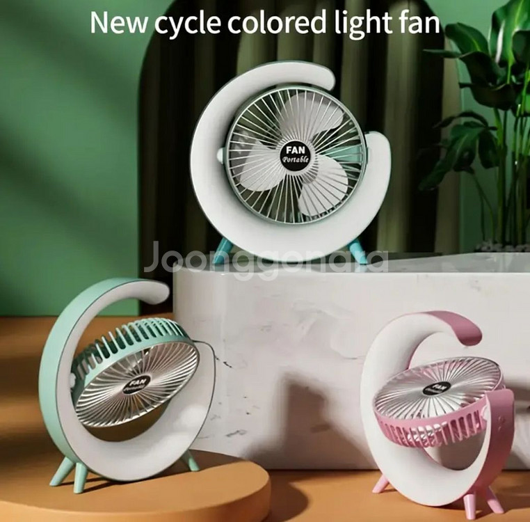 정품)USB충전식무소음조명휴대용책상선풍기 미개봉--0