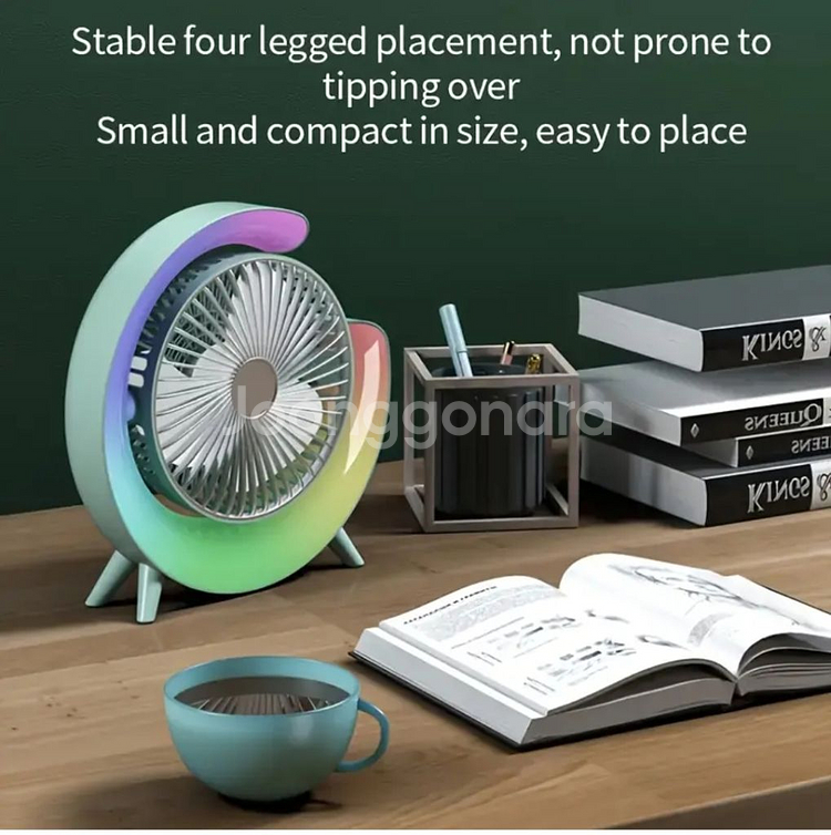 정품)USB충전식무소음조명휴대용책상선풍기 미개봉--2