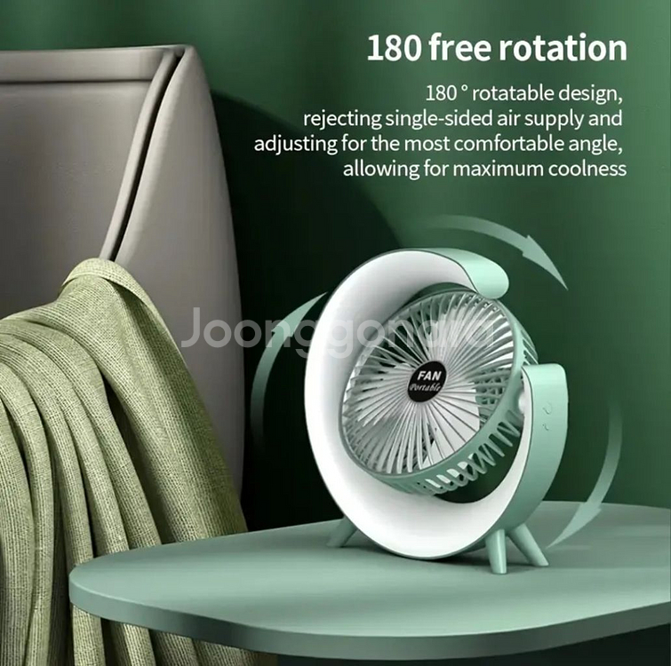 정품)USB충전식무소음조명휴대용책상선풍기 미개봉--4