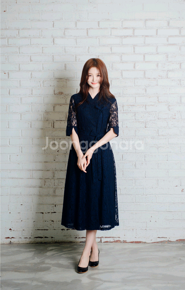 (택달린 새상품) 꼬레아노 레이스 철릭 원피스 + 덤--1