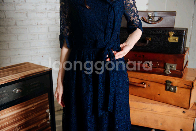 (택달린 새상품) 꼬레아노 레이스 철릭 원피스 + 덤--3