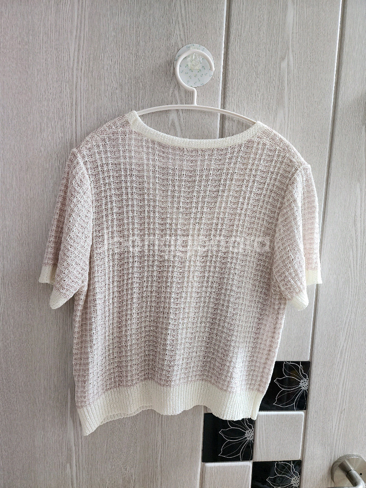 트위드 반팔 니트 가디건--2