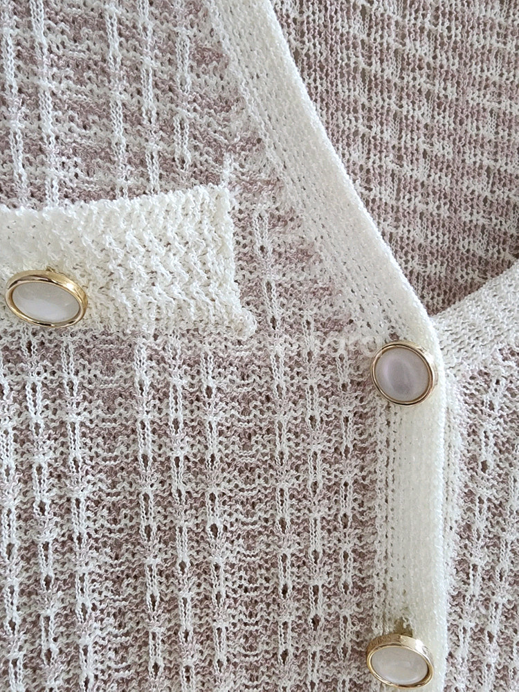 트위드 반팔 니트 가디건--1