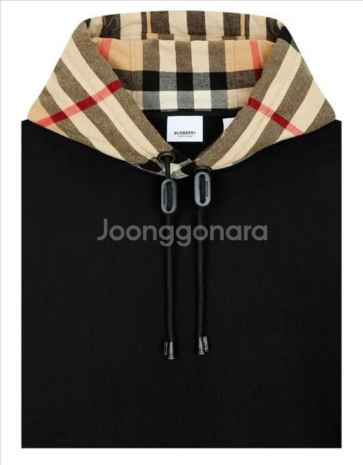 버버리 체크 후드티--1