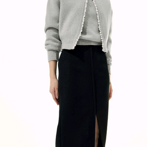 오브제 아뜰리에 펄 라인 니트 가디건 셋업