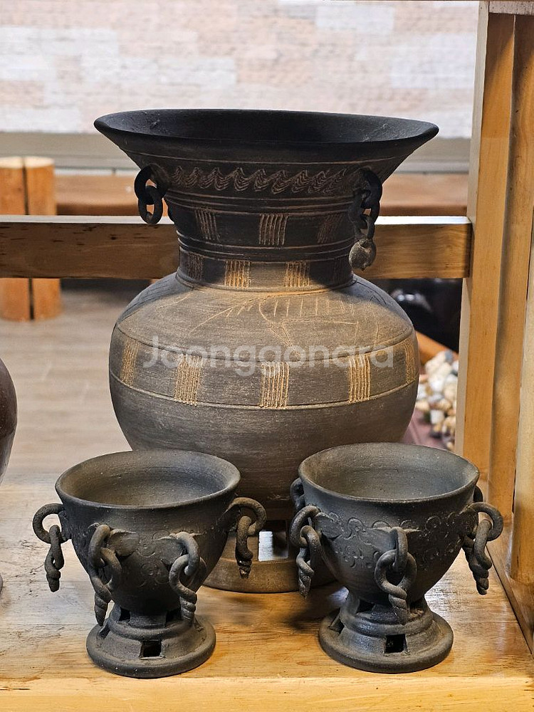 새거 장식용 토기 화병 세트--0