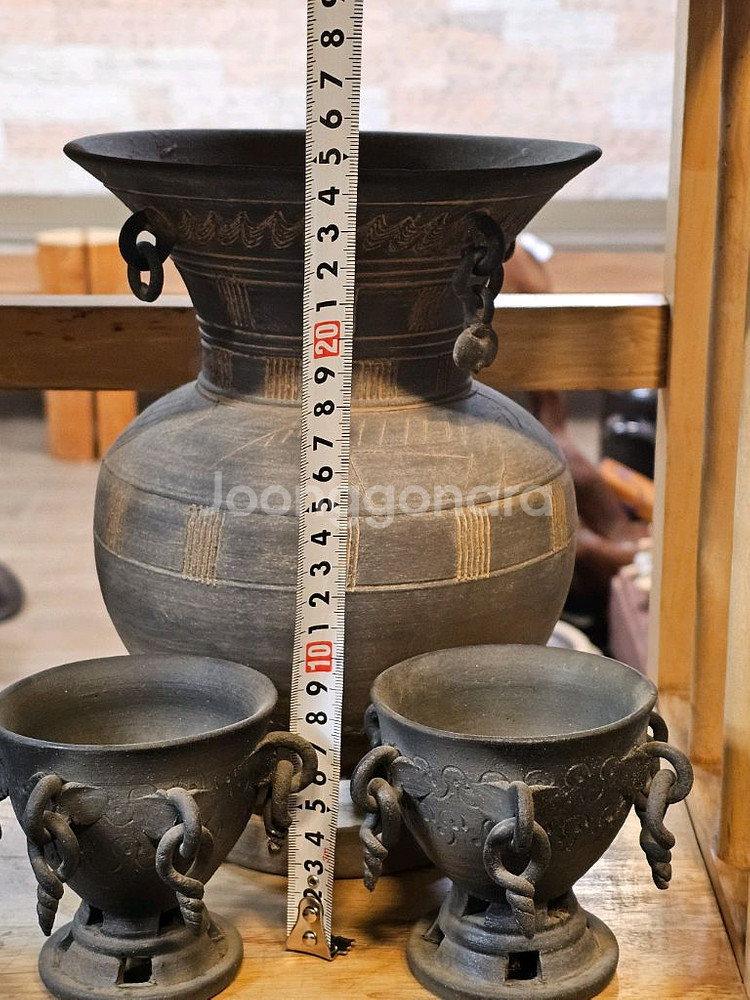 새거 장식용 토기 화병 세트--1