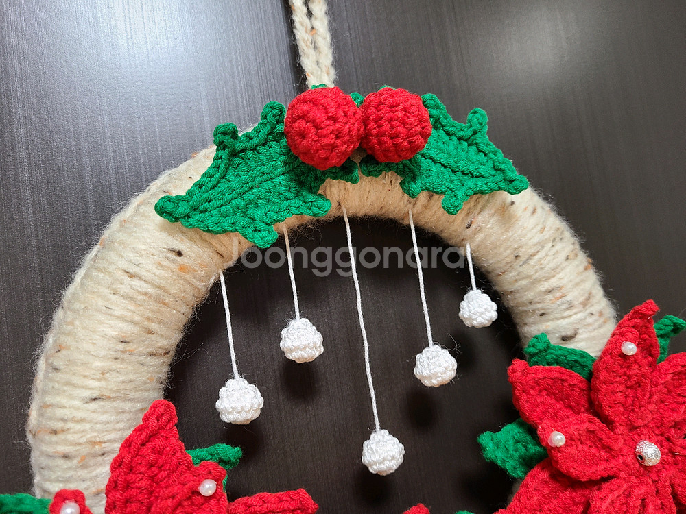 크리스마스 포인세티아 뜨개 가랜드--1