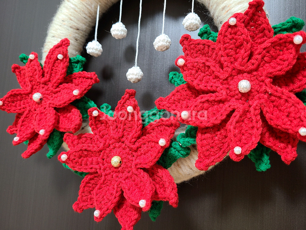 크리스마스 포인세티아 뜨개 가랜드--2
