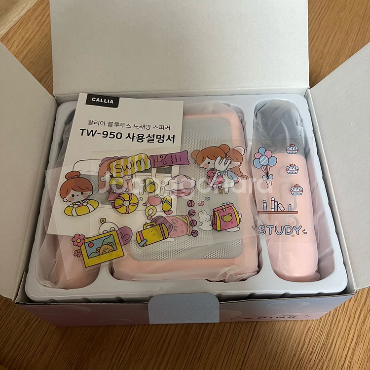 LED 블루투스 스피커 마이크 노래방+커스텀 스티커 새상품--3