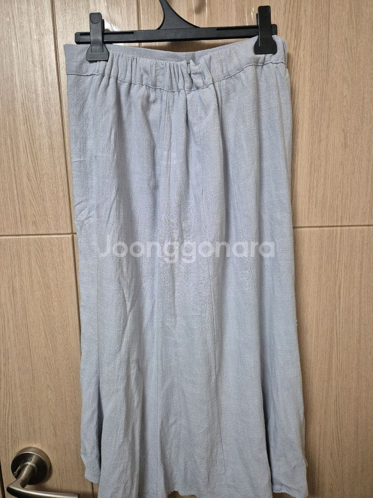 린넨 롱 스커트 스카이--0