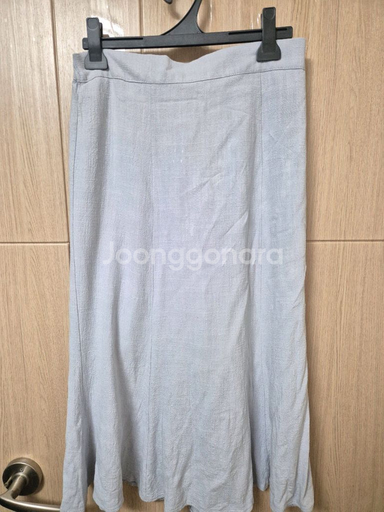 린넨 롱 스커트 스카이--1