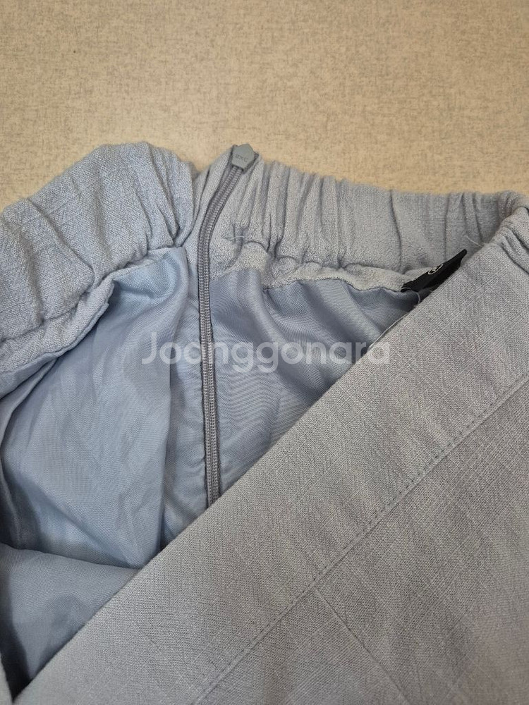 린넨 롱 스커트 스카이--2