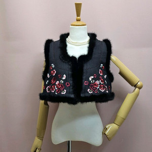 밍크 배색 안감 전체 털 배자