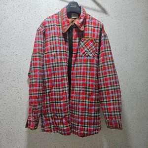 F) 제너럴아이디어 플란넬 체크 패딩 셔츠 자켓 레드 오버셔츠
