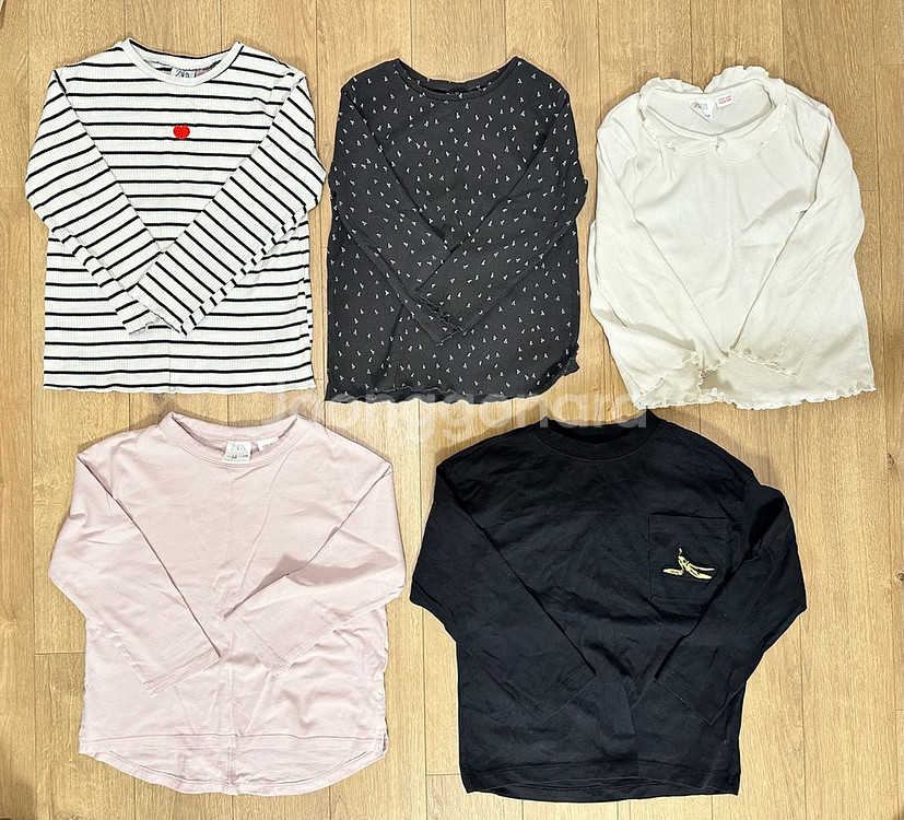 자라 키즈 긴팔 티셔츠 5벌 세트/110(4-5세)--0