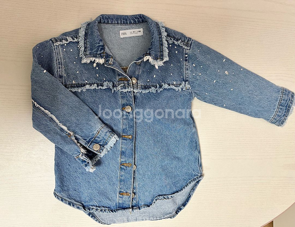 자라 여아 데님 오버셔츠+플리츠 스커트+맨투맨 원피스/6-7세--4