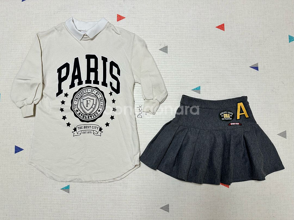 자라 여아 데님 오버셔츠+플리츠 스커트+맨투맨 원피스/6-7세--1