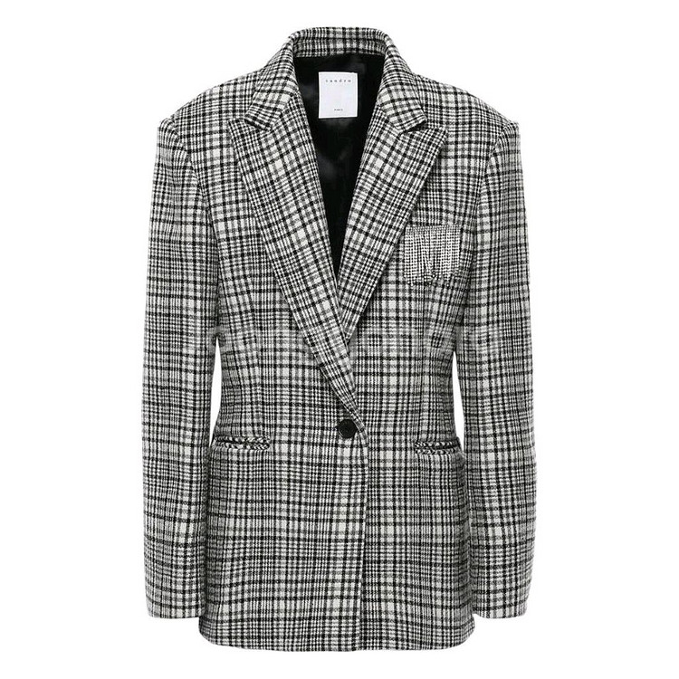 산드로 브로치 울 모 블레이저 하운드투스 자켓--1