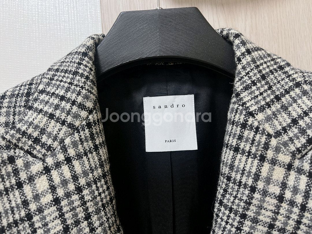 산드로 브로치 울 모 블레이저 하운드투스 자켓--4