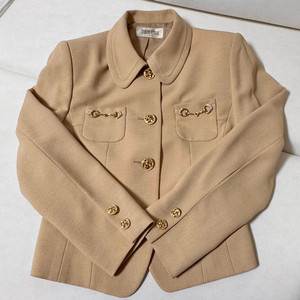 (착샷O) 금장단추 간절기자켓 트위드자켓 개나리색