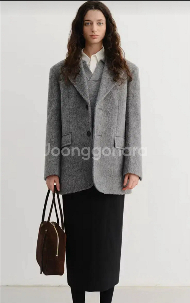 던스트 알파카 블레이저 코트 / ALPACA BLAZER 멜란지 그레이--0