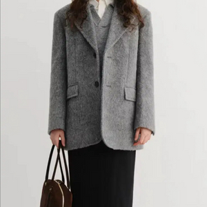 던스트 알파카 블레이저 코트 / ALPACA BLAZER 멜란지 그레이